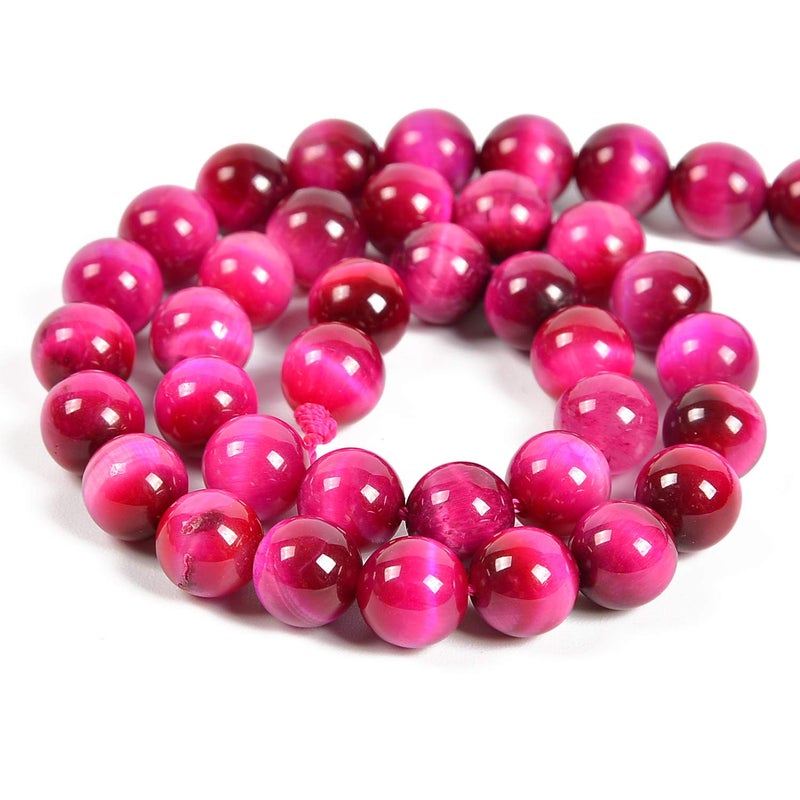 Nancybeads 45pcs 8mm Natural Magenta Tiger's Eye Gemstone Round Spacer Loose Stone Beads for Jewelry Making 15.5" 1 Strand (Magenta Tiger's Eye, 8mm 45Beads) - Image 2